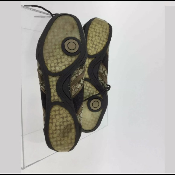 Coach Brown/Tan Logo Jacquard Suede Trim Sneakers - Picture 7 of 8